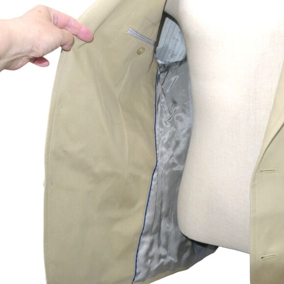 Banana Republic 44R Tailored Fit Tan Color Lined 2 Button Front Pockets Cotton - Picture 13 of 15